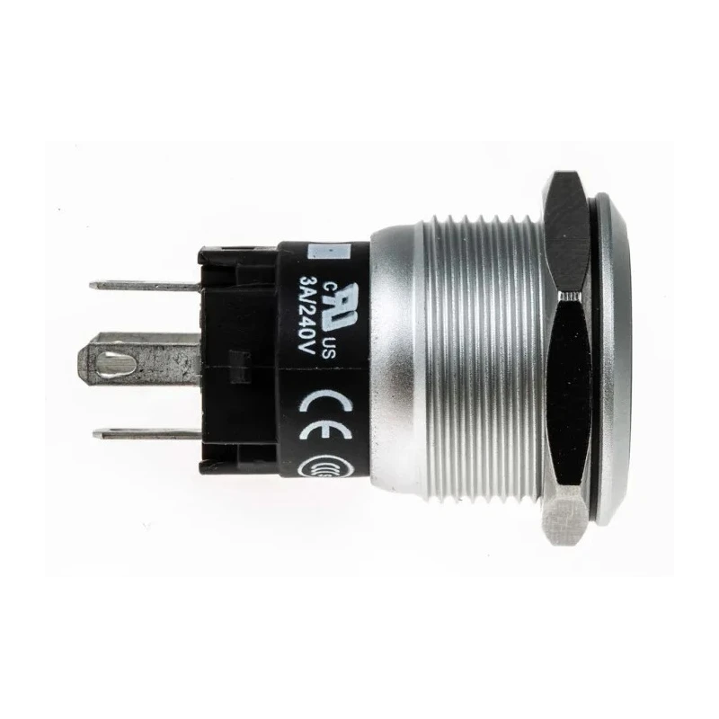 EAO 82 Series Illuminated Momentary Push Button Switch Panel Mount, 19 mm Cutout, SPDT, Green LED, IP65 IP67 82-5551.1134