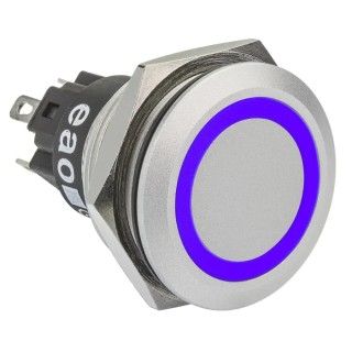 EAO 82 Series Illuminated Push Button Switch, Momentary, Panel Mount, 22.3 mm Cutout, SPDT, Blue LED 82-6551.1123