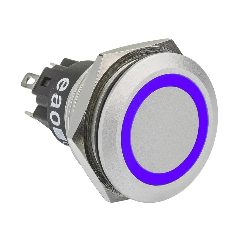 EAO 82 Series Illuminated Push Button Switch, Momentary, Panel Mount, 22.3 mm Cutout, SPDT, Blue LED 82-6551.1123