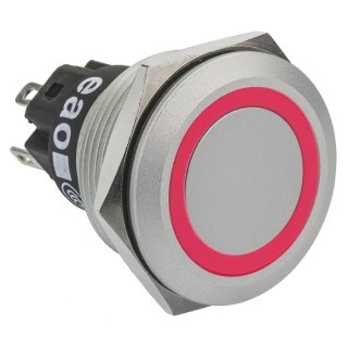 EAO 82 Series Illuminated Momentary Push Button Switch, Panel Mount, 22.3 mm Cutout, SPDT, Red LED, IP65, IP67 82-6551.1114