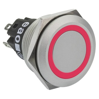 EAO 82 Series Illuminated Momentary Push Button Switch, Panel Mount, 22.3 mm Cutout, SPDT, Red LED, IP65, IP67 82-6551.1114