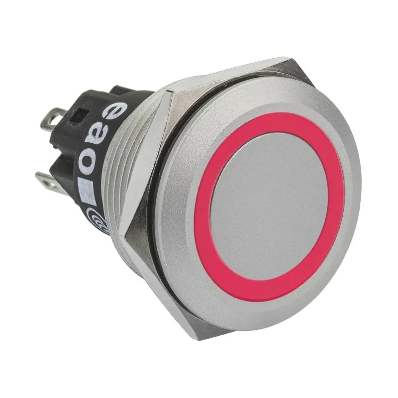 EAO 82 Series Illuminated Momentary Push Button Switch, Panel Mount, 22.3 mm Cutout, SPDT, Red LED, IP65, IP67 82-6551.1114