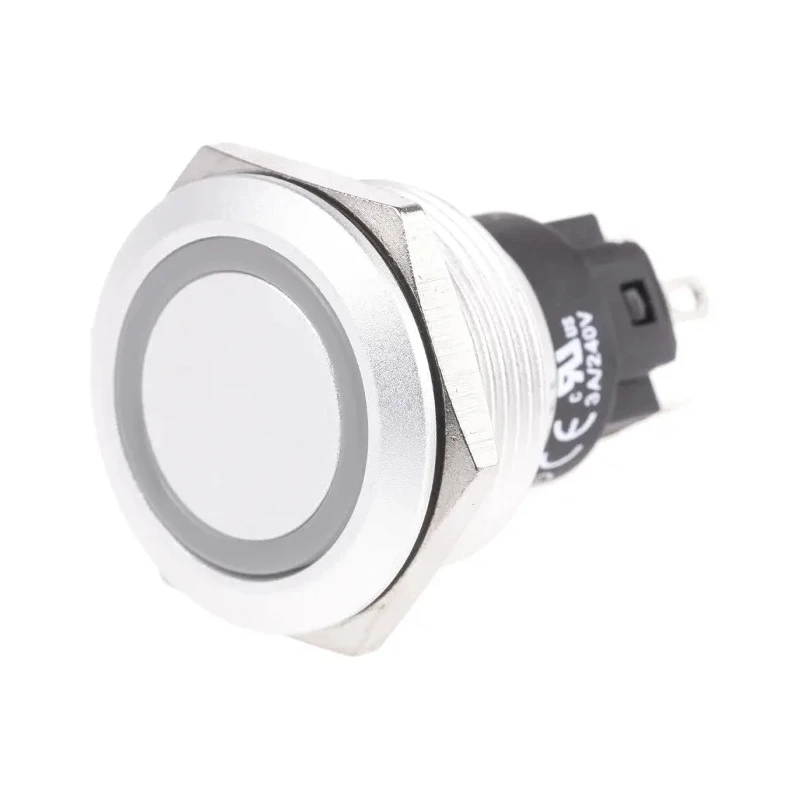 EAO 82 Series Illuminated Momentary Push Button Switch, Panel Mount, 22.3 mm Cutout, SPDT, Red LED, IP65, IP67 82-6551.1114