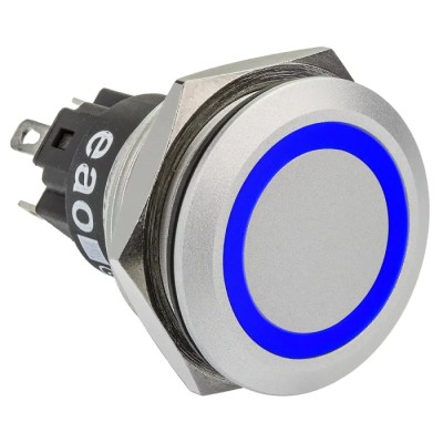 EAO 82 Series Illuminated Momentary Push Button Switch, Panel Mount, 22.3 mm Cutout, SPDT, Blue LED, IP65 IP67 82-6551.1124