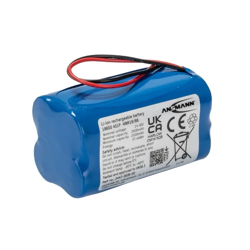 Ansmann 14.4 V Lithium-ion Rechargeable Battery Pack, 2600 mAh, 4 Cells, Wire Termination 2447-3036-520