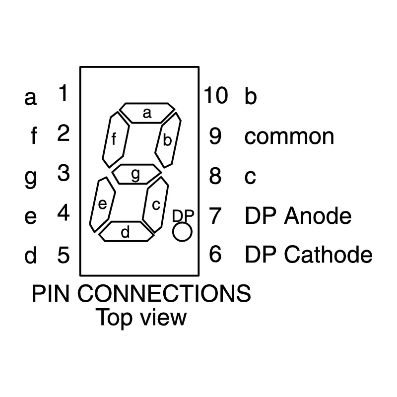 Broadcom 1 Digit 7 Segment Red LED Display Anode 8mm Character Height HDSP-U211