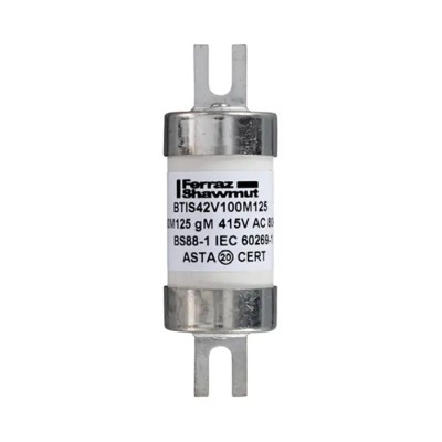 Mersen 100A Bolted Tag Fuse A3 415V AC High Rupture Capacity Offset Tag Fuse BTIS42V100M125 N1019188 / BTIS42V100M125