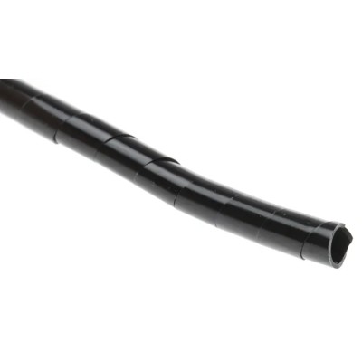 RS PRO Spiral Cable Wrap Black Polyethylene 6mm Cable Diameter 25mm Max Bundle Diameter 811-7639