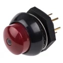 Otto Illuminated Push Button Switch, Momentary, Panel Mount, SPDT Contact, Red LED, IP68S Rated, 28 V dc 115 V LP9-21231F21