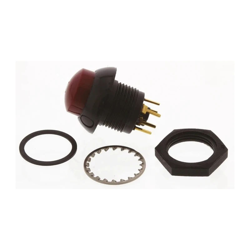 Otto Illuminated Push Button Switch, Momentary, Panel Mount, SPDT Contact, Red LED, IP68S Rated, 28 V dc 115 V LP9-21231F21