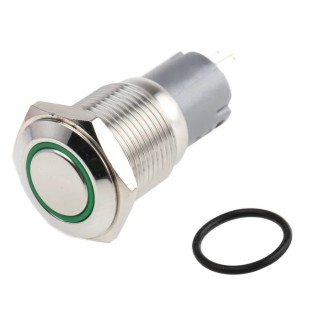 RS PRO Illuminated Push Button Switch, Latching, Panel Mount, 16 mm Cutout, SPDT, Green LED, IP65/IP67, 250 V AC 3A 811-8392
