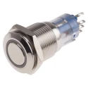 RS PRO Illuminated Momentary Push Button Switch Panel Mount 16 mm Cutout SPDT White LED IP65 IP67 250V 3A 811-8468