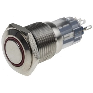 RS PRO Illuminated Push Button Switch, Latching Operation, Panel Mounted, 16 mm Cutout, SPDT Contact, Red LED, IP65 811-8411