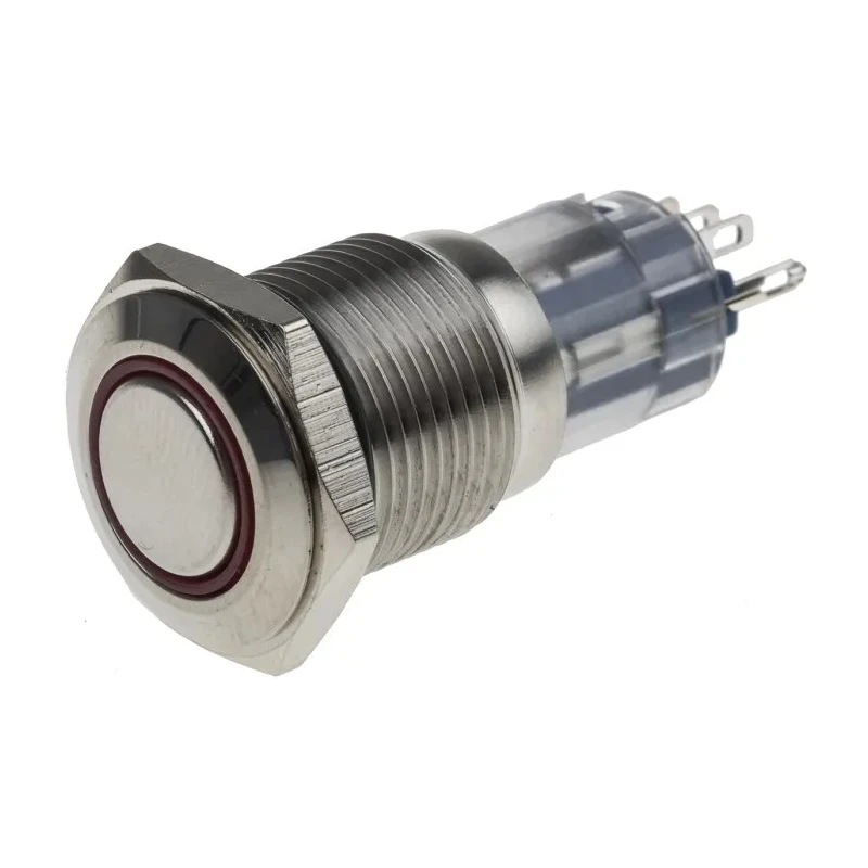 RS PRO Illuminated Push Button Switch, Latching Operation, Panel Mounted, 16 mm Cutout, SPDT Contact, Red LED, IP65 811-8411