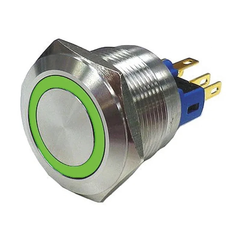 RS PRO Illuminated Push Button Switch, Latching, Panel Mount, 22 mm Cutout, SPDT, Green LED, IP65, IP67, 250 V AC 811-8493