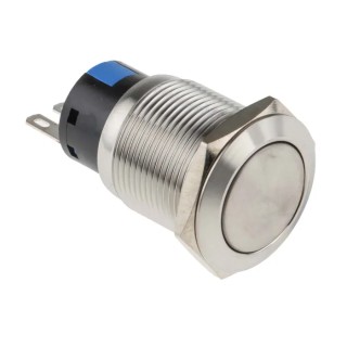 RS PRO Push Button Switch Momentary SPDT Panel Mount Chrome LED IP65 IP67 250 V 5A 811-8572