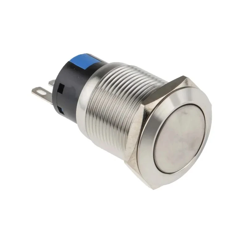 RS PRO Push Button Switch Momentary SPDT Panel Mount Chrome LED IP65 IP67 250 V 5A 811-8572
