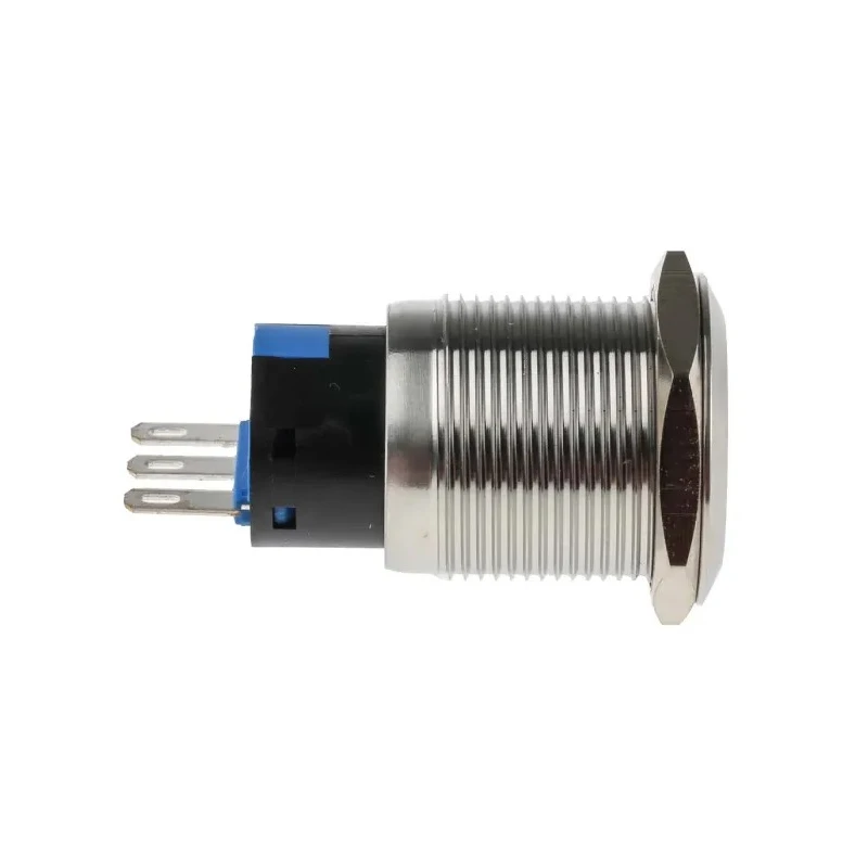 RS PRO Push Button Switch Momentary SPDT Panel Mount Chrome LED IP65 IP67 250 V 5A 811-8572