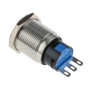 RS PRO Push Button Switch Momentary SPDT Panel Mount Chrome LED IP65 IP67 250 V 5A 811-8572