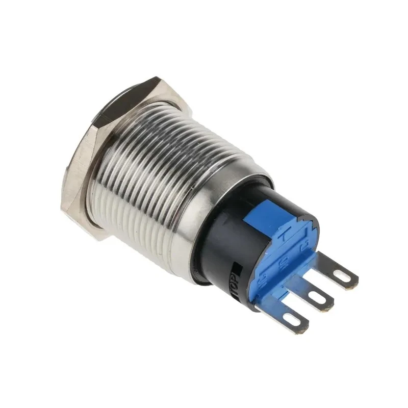 RS PRO Push Button Switch Momentary SPDT Panel Mount Chrome LED IP65 IP67 250 V 5A 811-8572