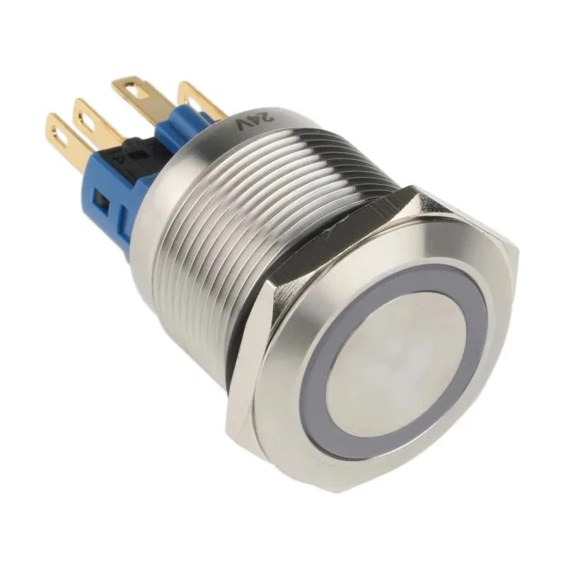 RS PRO Illuminated Push Button Switch, Latching, Panel Mount, 22 mm Cutout, SPDT, Blue LED, IP65, IP67, 250 V AC 5A 811-8496