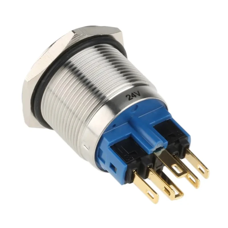 RS PRO Illuminated Push Button Switch, Latching, Panel Mount, 22 mm Cutout, SPDT, Blue LED, IP65, IP67, 250 V AC 5A 811-8496