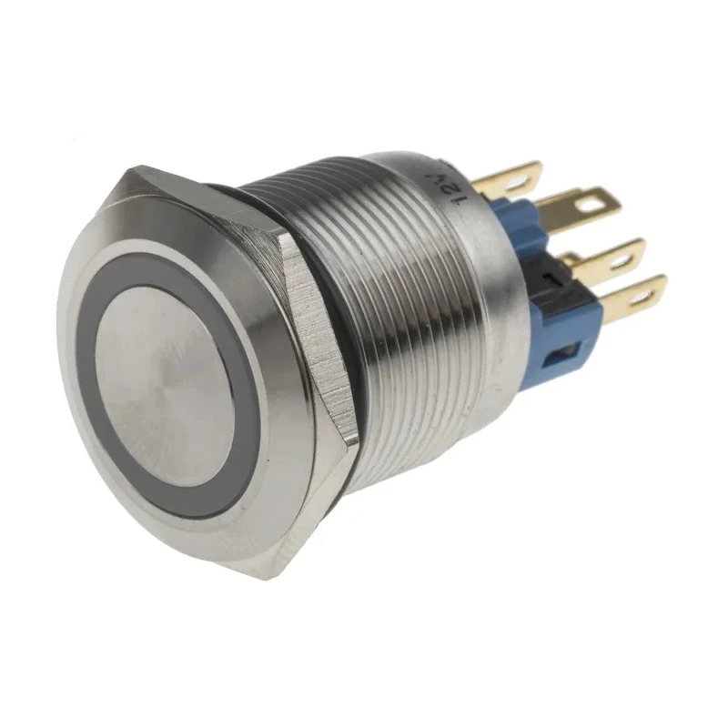 RS PRO Illuminated Latching Push Button Switch, Panel Mount, 22 mm Cutout, SPDT, Green LED, IP65/IP67, 250 V AC, 5A 811-8499