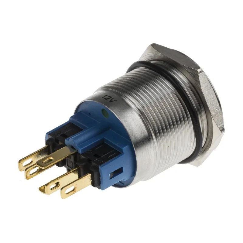 RS PRO Illuminated Latching Push Button Switch, Panel Mount, 22 mm Cutout, SPDT, Green LED, IP65/IP67, 250 V AC, 5A 811-8499
