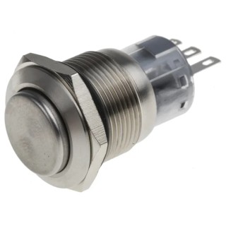 RS PRO Push Button Switch Momentary SPDT Panel Mount with 19 mm Cutout White LED IP65 IP67 250V 5A 811-8578