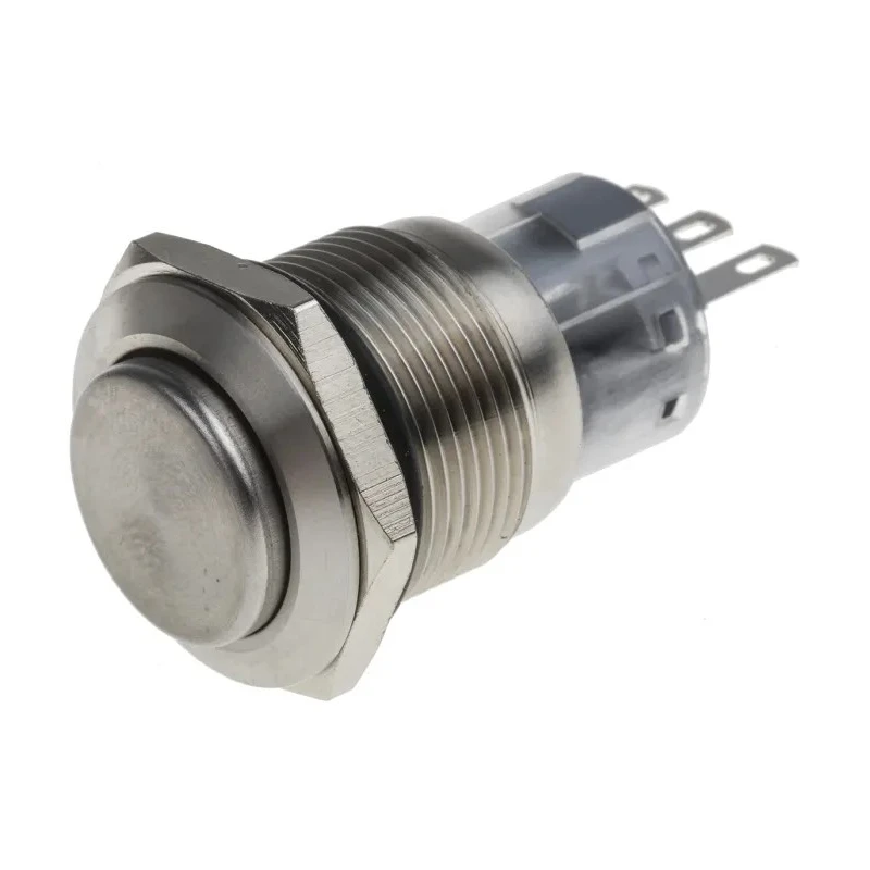 RS PRO Push Button Switch Momentary SPDT Panel Mount with 19 mm Cutout White LED IP65 IP67 250V 5A 811-8578