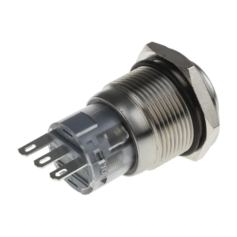 RS PRO Push Button Switch Momentary SPDT Panel Mount with 19 mm Cutout White LED IP65 IP67 250V 5A 811-8578