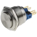 RS PRO Push Button Switch Momentary Panel Mount Silver Actuator 22 mm Cutout SPDT Quick Connect Terminals Chrome 811-8471