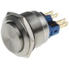 RS PRO Push Button Switch Momentary Panel Mount Silver Actuator 22 mm Cutout SPDT Quick Connect Terminals Chrome 811-8471