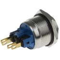 RS PRO Push Button Switch Momentary Panel Mount Silver Actuator 22 mm Cutout SPDT Quick Connect Terminals Chrome 811-8471