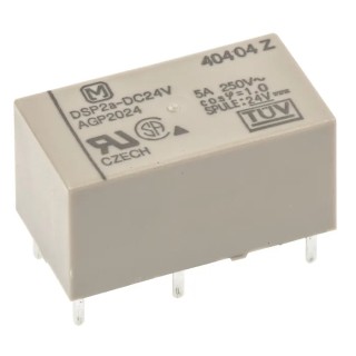 Panasonic PCB Power Relay 24V DC Coil, 5A Switching Current, DPST DSP2A24D