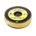 TE Connectivity RS PRO EC Slide-On Cable Marker, Black Legend "0", Yellow PVC, 3 mm to 4.2 mm Cable Diameter, 85°C 812-0809