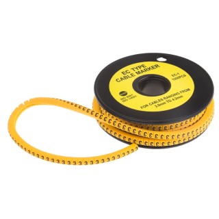 TE Connectivity EC Slide-On Cable Marker, Black Legend "3", Yellow PVC, 3-4.2 mm Cable Diameter, 4 mm Length 812-0815