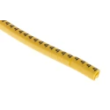 TE Connectivity RS PRO EC Slide-On Cable Marker, Black Legend "4", Yellow PVC, 4.2 mm Max Cable Diameter, 3 mm Min 812-0818