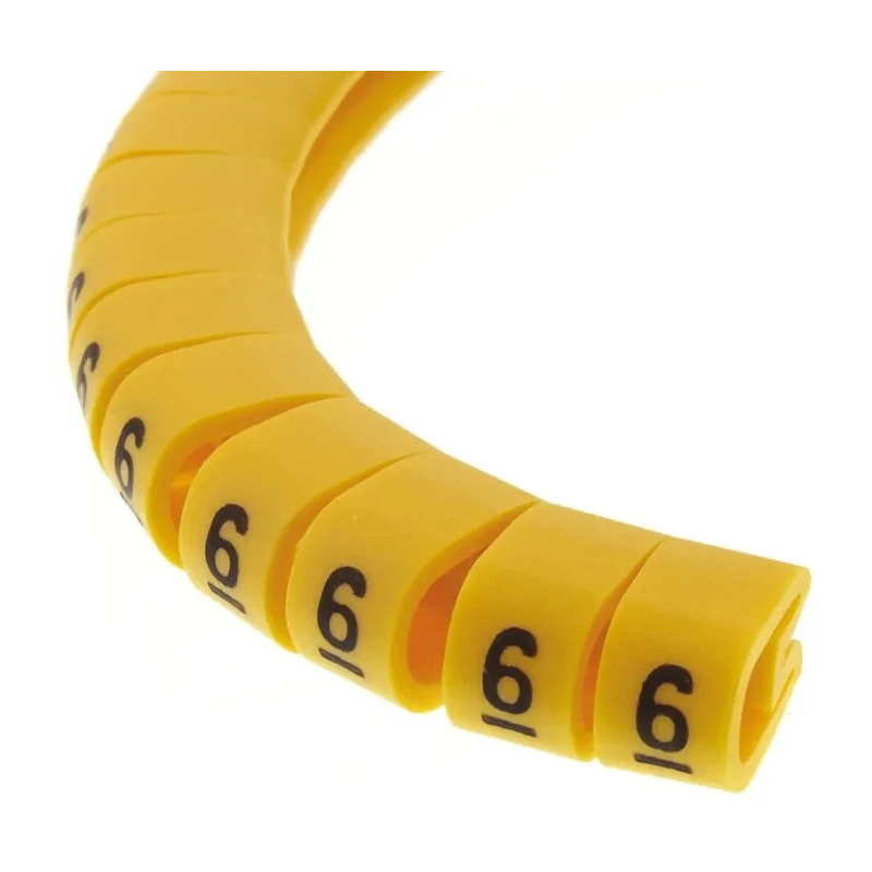 RS PRO EC Slide-On Cable Marker Black Pre-printed 6, 7.4 mm Cable, 3.6 mm Cable 812-0953