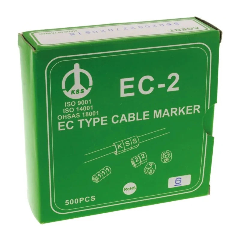 RS PRO EC Slide-On Cable Marker Black Pre-printed 6, 7.4 mm Cable, 3.6 mm Cable 812-0953