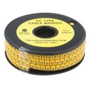 RS Pro EC Slide-On Cable Marker, Black Legend "D", Yellow Marker, 3.6 mm to 7.4 mm Cable Diameter, Polyvinyl 812-0979
