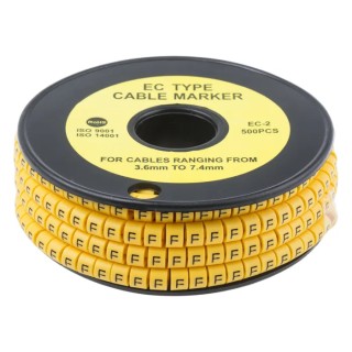 RS Pro EC Slide-On Cable Marker Black Pre-printed Legend "F" for 3.6 mm to 7.4 mm Cable Diameter 5 mm Length 812-0981