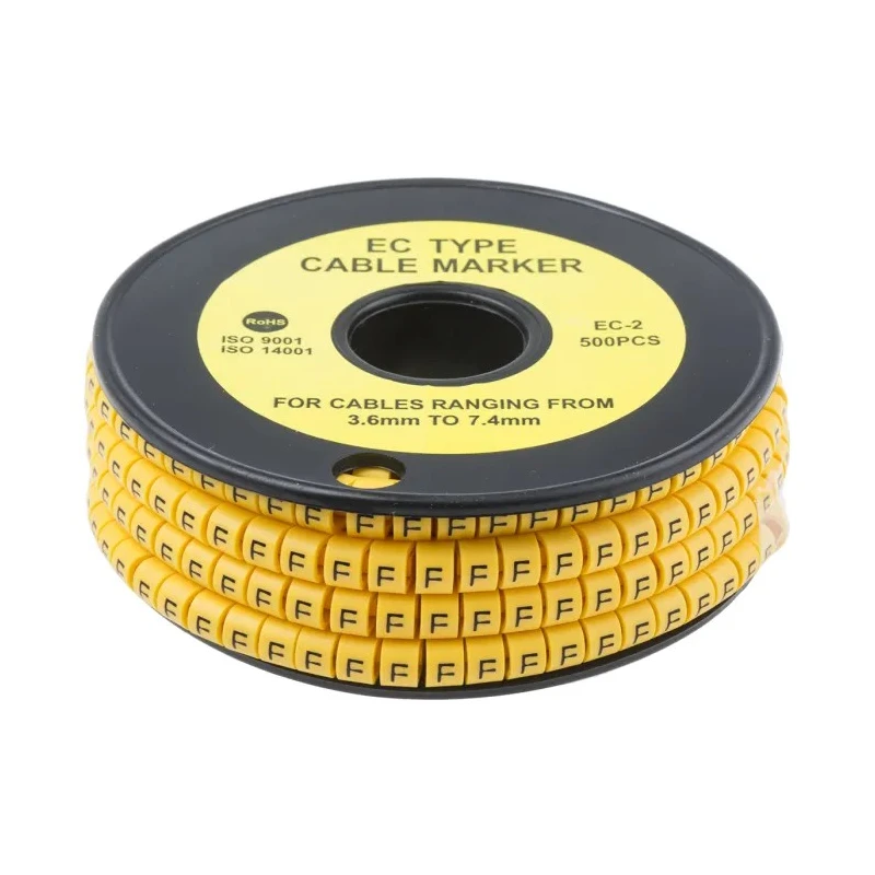 RS Pro EC Slide-On Cable Marker Black Pre-printed Legend "F" for 3.6 mm to 7.4 mm Cable Diameter 5 mm Length 812-0981