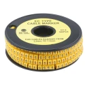 RS Pro EC Slide-On Cable Marker, Black Legend "S", Yellow PVC, 3.6 mm to 7.4 mm Cable Diameter, 5 mm Length, RoHS 812-1023