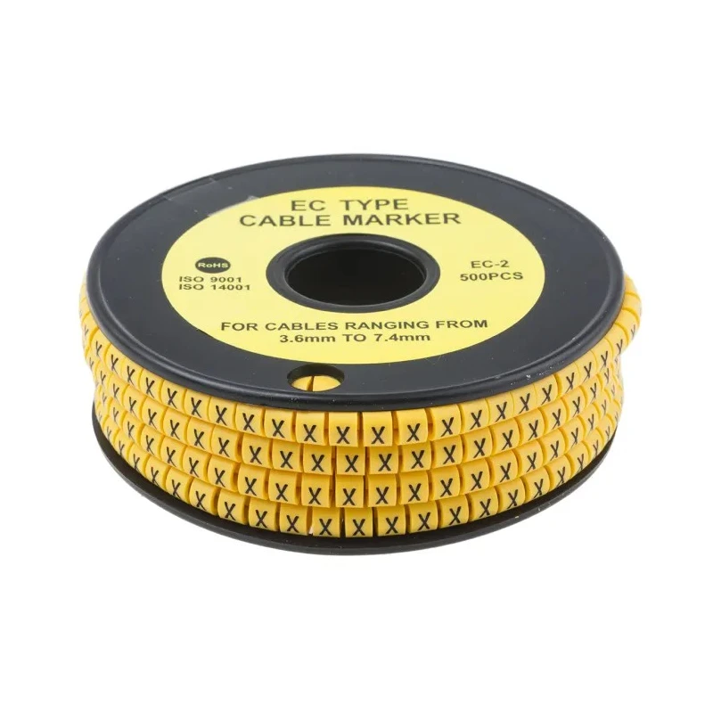 RS Pro EC Slide-On Cable Marker Black Legend X for 3.6 mm to 7.4 mm Cable Diameter 5 mm Length 812-1041