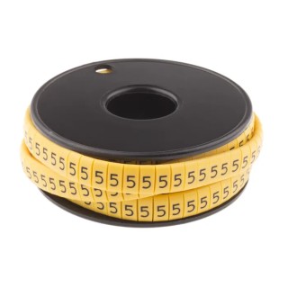 RS PRO Slide-On Cable Marker, Black, Pre-printed "5", Suitable for 3.5 mm to 7 mm Cable Diameter 812-1089