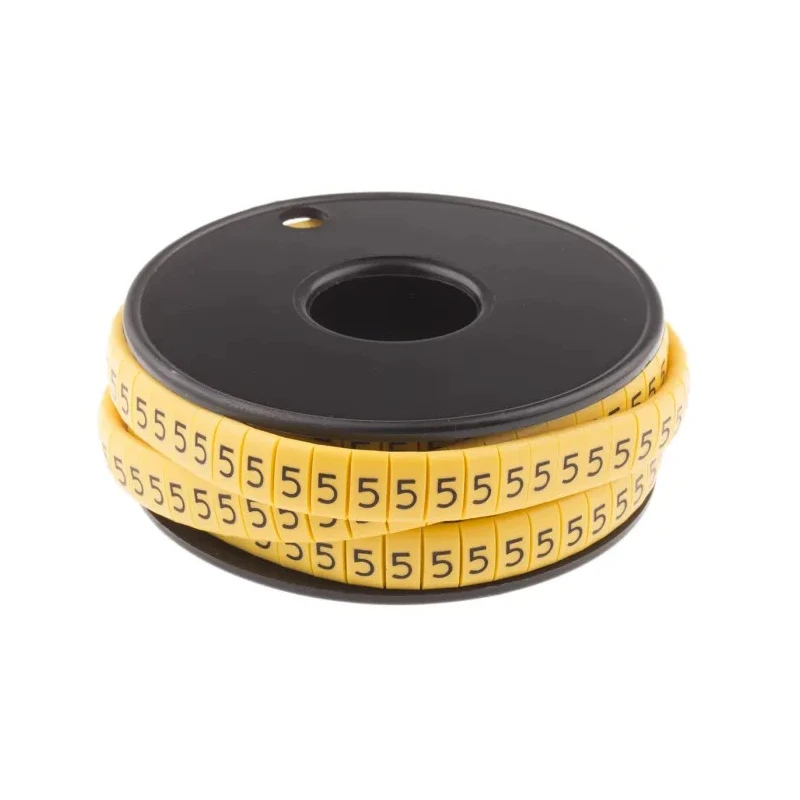 RS PRO Slide-On Cable Marker, Black, Pre-printed "5", Suitable for 3.5 mm to 7 mm Cable Diameter 812-1089