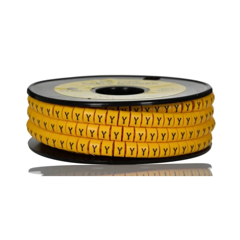 RS PRO EC Slide-On Cable Marker, Black Legend "Y", Yellow PVC Material, For 3.6 mm to 7.4 mm Cable Diameter 812-1045