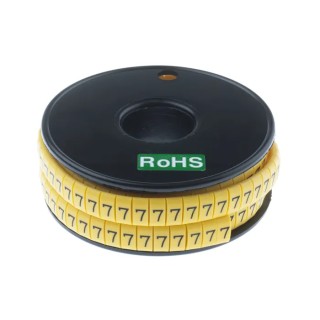 RS PRO Slide-On Cable Marker Black Pre-printed "7" for 3.5 mm to 7 mm Cable FM Series 812-1091
