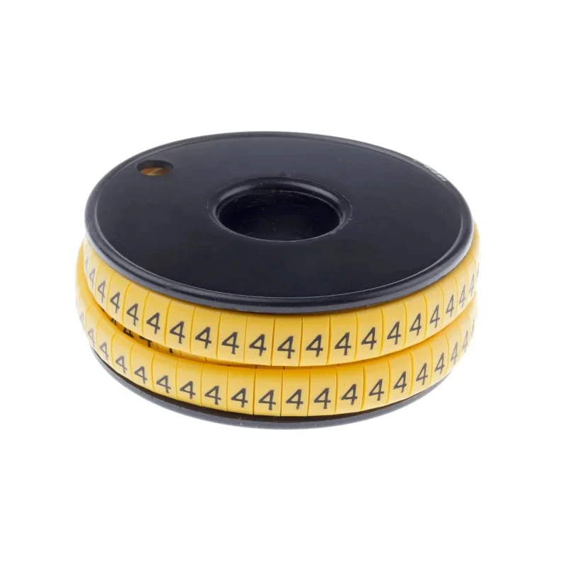 RS PRO Slide-On Cable Marker Black Pre-printed Legend "4" for 3.5 mm to 7 mm Cable 812-1085
